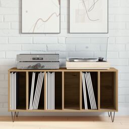Berkfield Home Record Cabinet Old Wood 100x38x48 cm Engineered Wood in Brown - Size: 100 x 38 x 48 cm - thumbnail 1