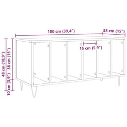 Berkfield Home Record Cabinet Old Wood 100x38x48 cm Engineered Wood in Brown - Size: 100 x 38 x 48 cm - thumbnail 8