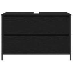 Berkfield Home Bathroom Basin Cabinet with Drawers Black Oak 90x34.5x60 cm - thumbnail 6