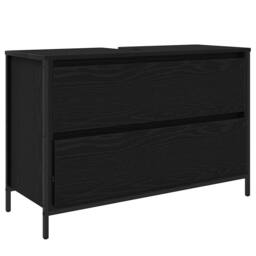 Berkfield Home Bathroom Basin Cabinet with Drawers Black Oak 90x34.5x60 cm