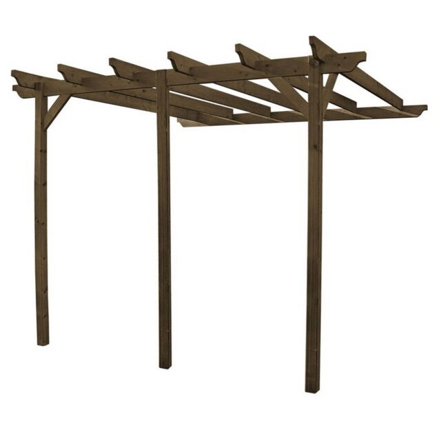 Rutland County Garden Furniture Ltd Wall Mounted Garden Pergola 3 Posts, Wood, L480 x W660 x H270cm, Brown - image 1