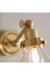 Netlighting Faraday Bathroom Adjustable Dome Wall Light with Pull Cord Satin Brass Glass Shade in Gold - thumbnail 4