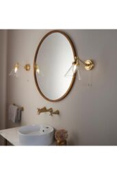 Netlighting Faraday Bathroom Adjustable Dome Wall Light with Pull Cord Satin Brass Glass Shade in Gold - thumbnail 6