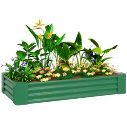 OUTSUNNY Galvanised Raised Garden Bed, 180x90x30cm Raised Planter, Green - Size: 180 x 90 x 30 cm - thumbnail 2