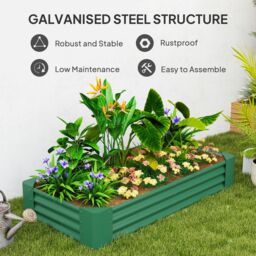 OUTSUNNY Galvanised Raised Garden Bed, 180x90x30cm Raised Planter, Green - Size: 180 x 90 x 30 cm - thumbnail 5