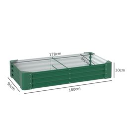 OUTSUNNY Galvanised Raised Garden Bed, 180x90x30cm Raised Planter, Green - Size: 180 x 90 x 30 cm - thumbnail 3