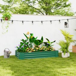 OUTSUNNY Galvanised Raised Garden Bed, 180x90x30cm Raised Planter, Green - Size: 180 x 90 x 30 cm - thumbnail 1
