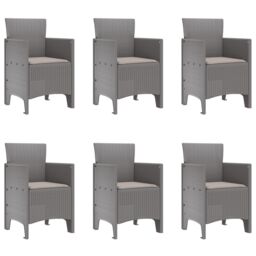 Berkfield Home 7 Piece Garden Dining Set with Cushions Light Grey Poly Rattan - thumbnail 5