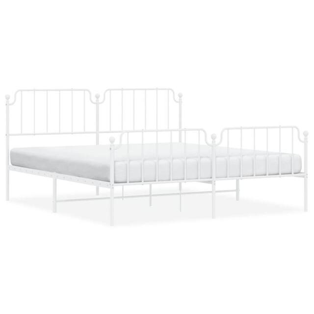 Berkfield Home Metal Bed Frame with Headboard & Footboard White 183x213 cm - image 1
