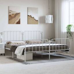Berkfield Home Metal Bed Frame with Headboard & Footboard White 183x213 cm - thumbnail 2