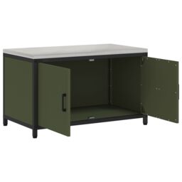 Berkfield Home Kitchen Storage Cabinet with Shelf with Storage with Door Olive green Steel - thumbnail 5