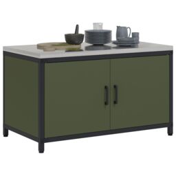 Berkfield Home Kitchen Storage Cabinet with Shelf with Storage with Door Olive green Steel - thumbnail 3