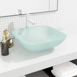 Berkfield Home Basin Glass 42x42x14 cm Frosted in Cream - Size: 42 x 42 x 14 cm - thumbnail 1