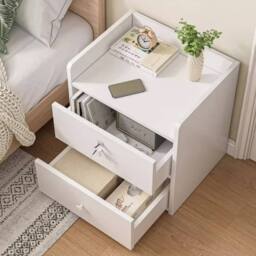 Kelvenix 3 Drawer Wooden Bedroom Bedside Cabinet Furniture Storage Nightstand in White - thumbnail 3