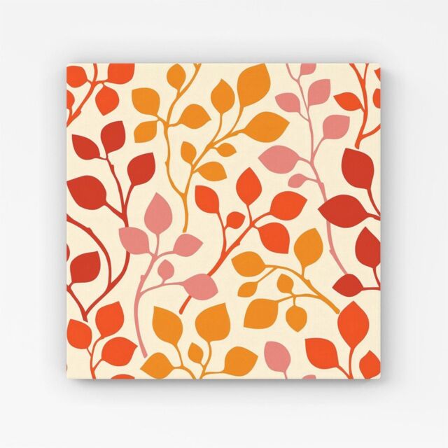 "Warren Reed - Designer Colorful Autumn Leaves Canvas in Red - Size: W16"" x H16""" - image 1