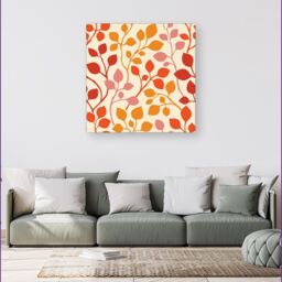 "Warren Reed - Designer Colorful Autumn Leaves Canvas in Red - Size: W16"" x H16""" - thumbnail 4