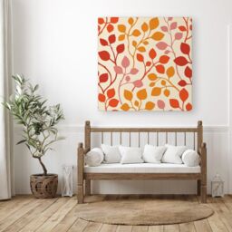 "Warren Reed - Designer Colorful Autumn Leaves Canvas in Red - Size: W16"" x H16""" - thumbnail 3