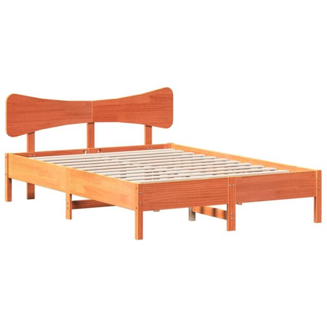 Berkfield Home Bed Frame without Mattress Wax Brown 120x200 cm Solid Wood Pine - Size: Small Double - image 1