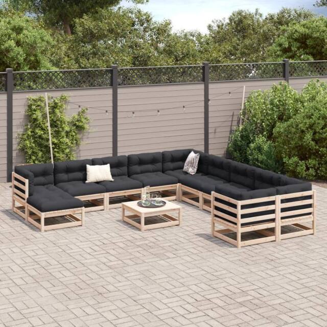 Berkfield Home Beautiful 12 Piece Garden Sofa Set Solid Wood Pine in Light Tan - image 1