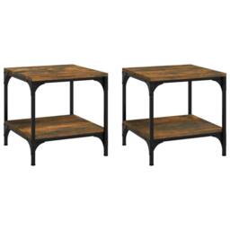 Berkfield Home Side Tables 2 pcs Smoked Oak 40x40x40 cm Engineered Wood in Brown - Size: 40 x 40 x 40 cm - thumbnail 3