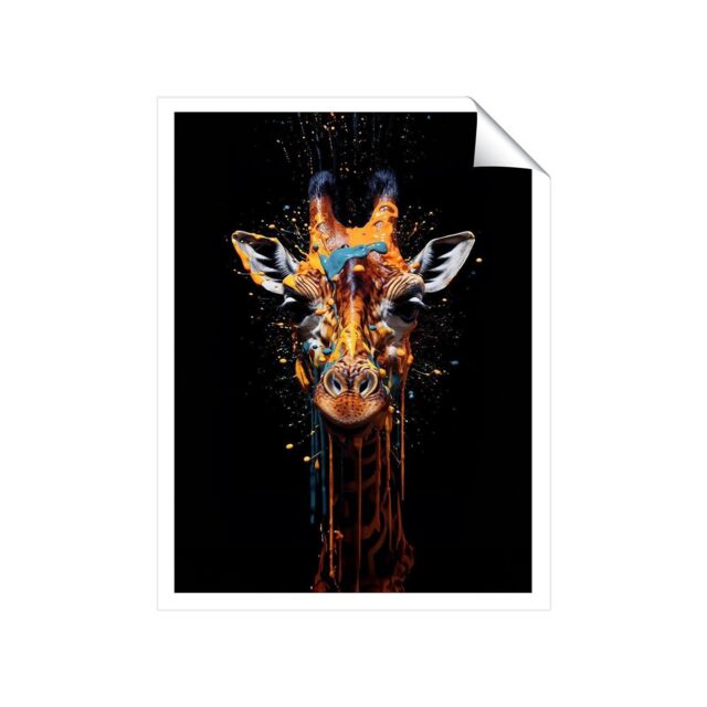 "Warren Reed - Designer Giraffe Face Splashart Unframed Art Print - Size: W8"" x H10""" - image 1