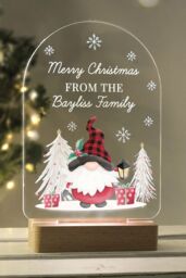 Personalised Memento Company Personalised Gonk Wooden Based LED Christmas Light in Light Brown - thumbnail 4