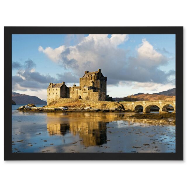 Artery8 Iliff Eilean Donan Castle Kyle Lochalsh Scotland Photo Artwork Framed Wall Art Print A4 in Black - image 1