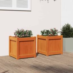Berkfield Home Garden Planters 2 pcs Wax Brown Solid Wood Pine - thumbnail 1