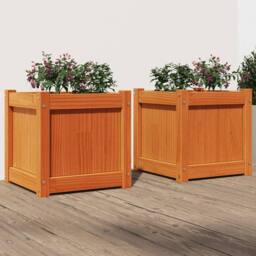 Berkfield Home Garden Planters 2 pcs Wax Brown Solid Wood Pine - thumbnail 2