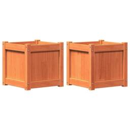 Berkfield Home Garden Planters 2 pcs Wax Brown Solid Wood Pine - thumbnail 3