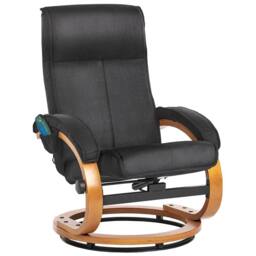 Wyld and Coco Black Retro Recliner Armchair Footstool Polyester Upholstery - thumbnail 4