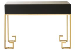 Orsina Luxurious Gold Finish Console Table With Two Drawers, Antique Glass Console Table, Spacious Decorative Table - thumbnail 5