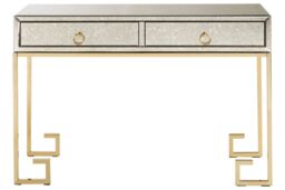 Orsina Luxurious Gold Finish Console Table With Two Drawers, Antique Glass Console Table, Spacious Decorative Table - thumbnail 6