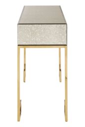 Orsina Luxurious Gold Finish Console Table With Two Drawers, Antique Glass Console Table, Spacious Decorative Table - thumbnail 4