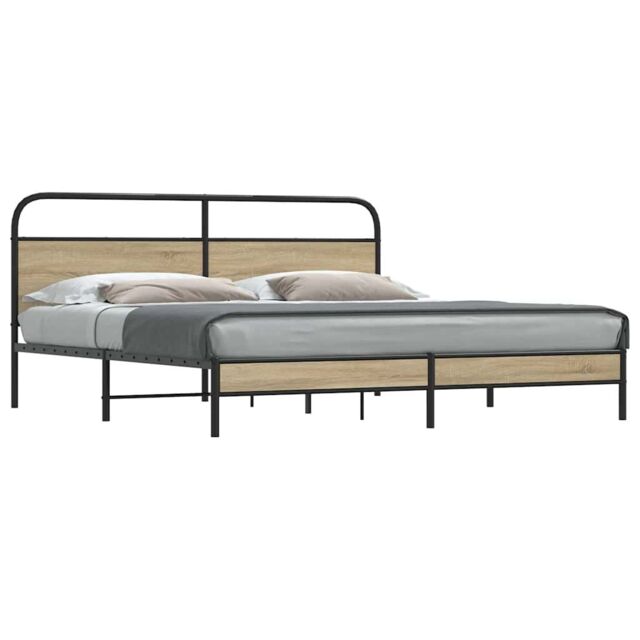 Berkfield Home Metal Bed Frame without Mattress Smoked Oak 180x200 cm Super King in Brown - image 1