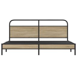 Berkfield Home Metal Bed Frame without Mattress Smoked Oak 180x200 cm Super King in Brown - thumbnail 5