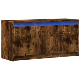 Berkfield Home TV Cabinet with LED Smoked Oak 100x34x50 cm Engineered Wood in Brown - Size: 100 x 34 x 50 cm - thumbnail 3