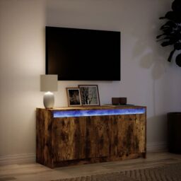 Berkfield Home TV Cabinet with LED Smoked Oak 100x34x50 cm Engineered Wood in Brown - Size: 100 x 34 x 50 cm - thumbnail 5