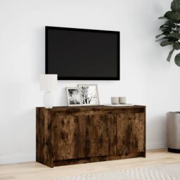 Berkfield Home TV Cabinet with LED Smoked Oak 100x34x50 cm Engineered Wood in Brown - Size: 100 x 34 x 50 cm - thumbnail 4