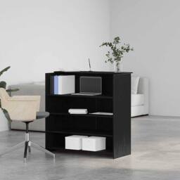 Berkfield Home Reception Desk Black Oak 100x50x103.5 cm Engineered Wood - thumbnail 3