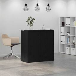 Berkfield Home Reception Desk Black Oak 100x50x103.5 cm Engineered Wood - thumbnail 4