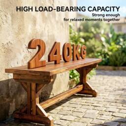 OUTSUNNY Wooden Garden Bench, Rustic Backless Outdoor Loveseat, Carbonised in Brown - Size: 2 Seater - thumbnail 5