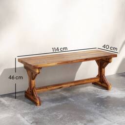 OUTSUNNY Wooden Garden Bench, Rustic Backless Outdoor Loveseat, Carbonised in Brown - Size: 2 Seater - thumbnail 3