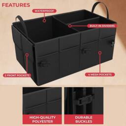 NESTLUNE Car Boot Organiser Portable Foldable Heavy Duty Large Car in Black - thumbnail 6