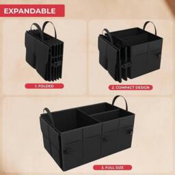 NESTLUNE Car Boot Organiser Portable Foldable Heavy Duty Large Car in Black - thumbnail 5