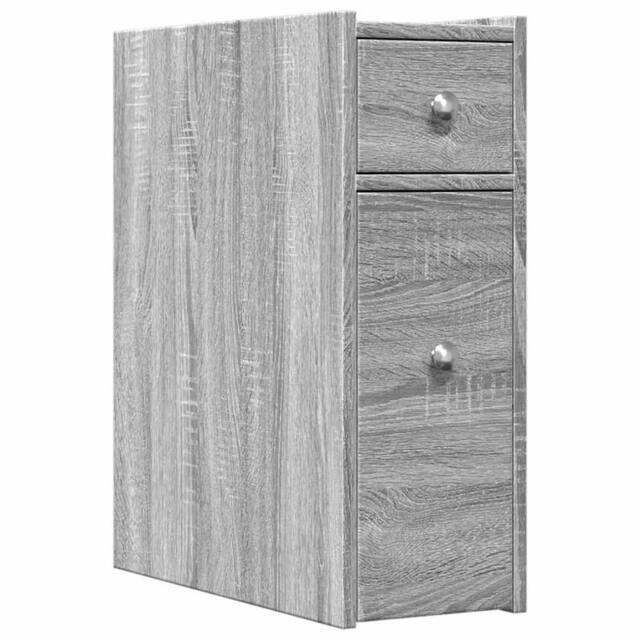 Berkfield Home Narrow Bathroom Cupboard with Wheels Grey Sonoma Engineered Wood - image 1