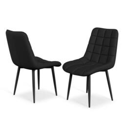 More4Homes Arlo Walnut Table Top W Walnut Legs + Nova Faux Leather Dining Chair Set Of 4 in Black - thumbnail 5