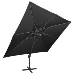 Berkfield Home Cantilever Garden Parasol with Double Top Black 400x300 cm - thumbnail 2