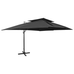 Berkfield Home Cantilever Garden Parasol with Double Top Black 400x300 cm - thumbnail 1