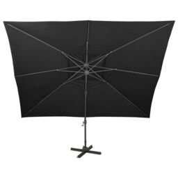 Berkfield Home Cantilever Garden Parasol with Double Top Black 400x300 cm - thumbnail 3